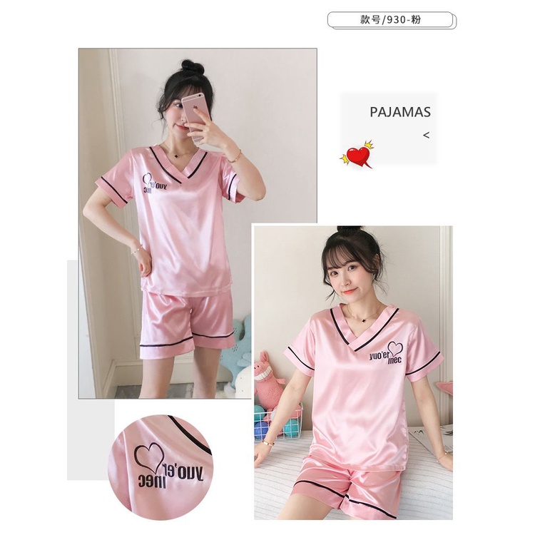 PIYAMA BAJU TIDUR WANITA POLOS GAMBAR CP SATIN IMPORT