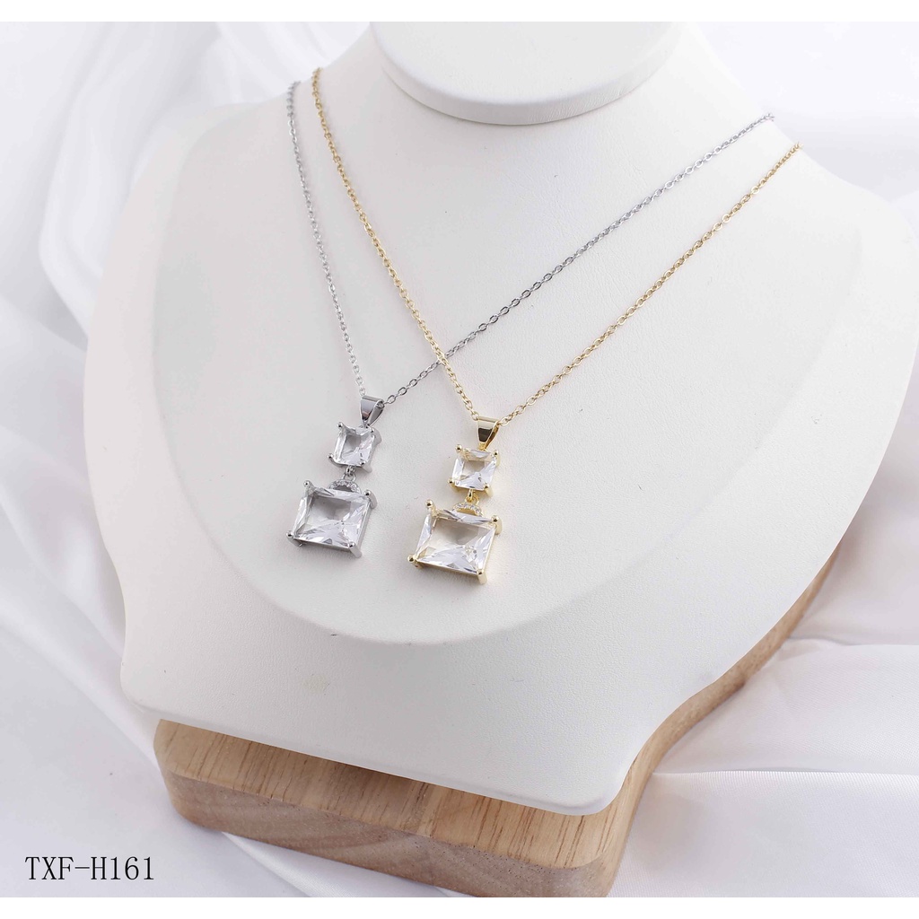 Set Titanium Perhiasan Kalung Dan Anting Permata H161,H081