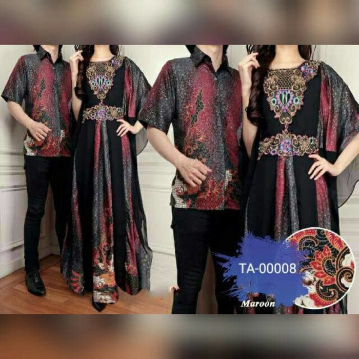TA-00008 couple anna kaftan mewah baju pasangan sarimbit batik khasana