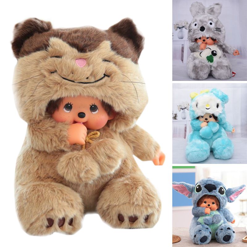 Boneka Monchhichi 35CM Mewah Kawaii Stitch Mickey Boneka Mainan Hadiah Anak Natal