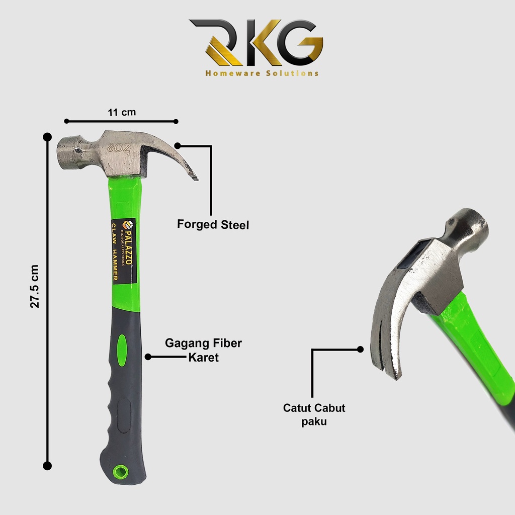 Palu Kambing Gagang Fiber l Martil Cabut Paku l Claw Hammer-1