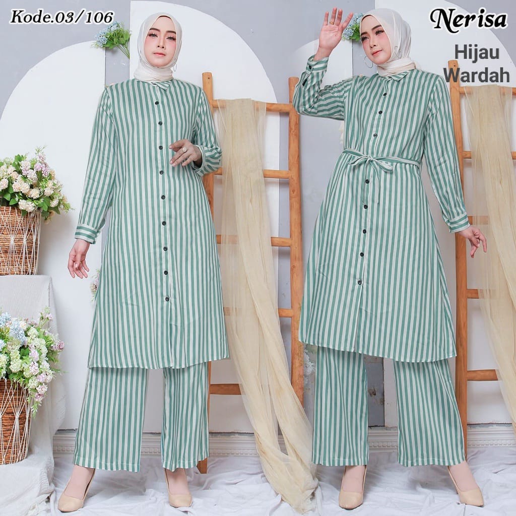 ONE SET RAYON PREMIUM LONG TUNIK/SETELAN BAJU WANITA size  L-XL-XXL-5L