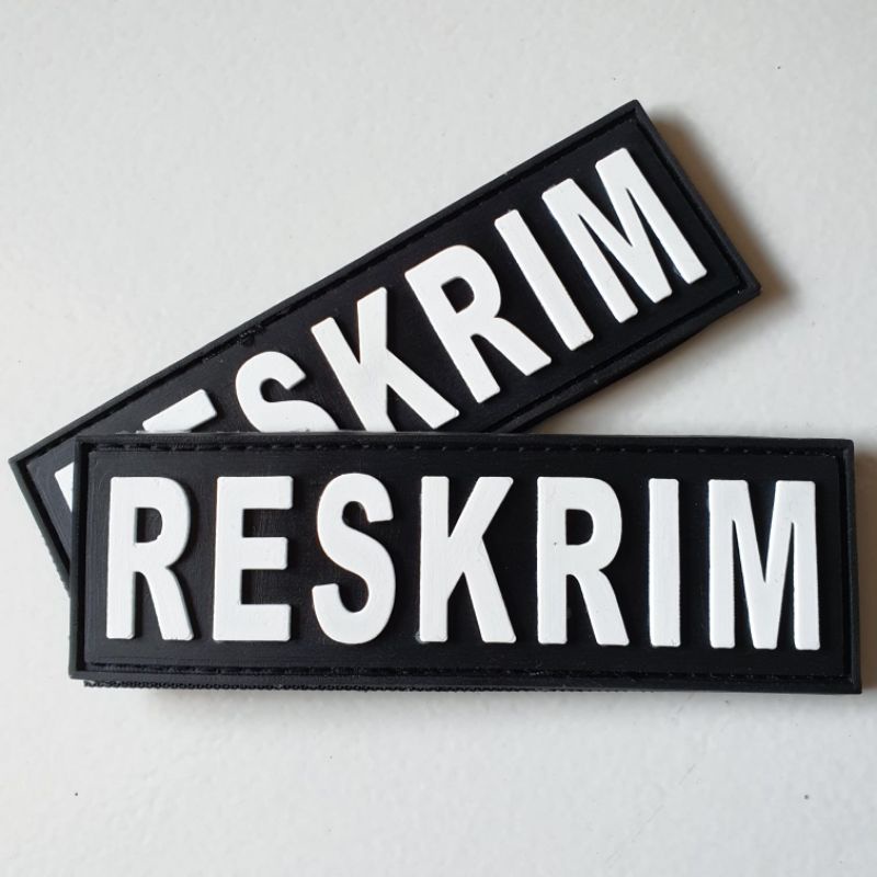 patch rubber logo tulisan RESKRIM/rubber patch polisi/police/tempelan emblem karet