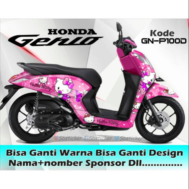 Decal motor Honda Genio custom hello  Kitty  stiker  full  