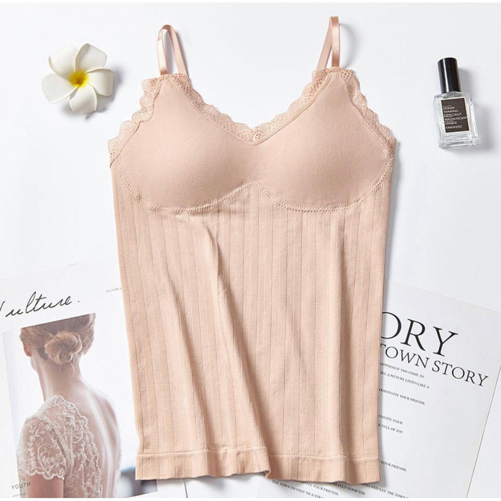 SS 012 Tank Top Pakaian Dalam Wanita BH Singlet Premium Sleeping-CREM