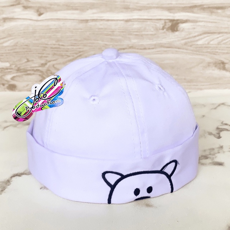 Jocoproduction - Topi Fashion Peci Anak Bayi Laki-laki & Perempuan Motif Bordir Bear Unisex-BEAR PECI - PUTIH
