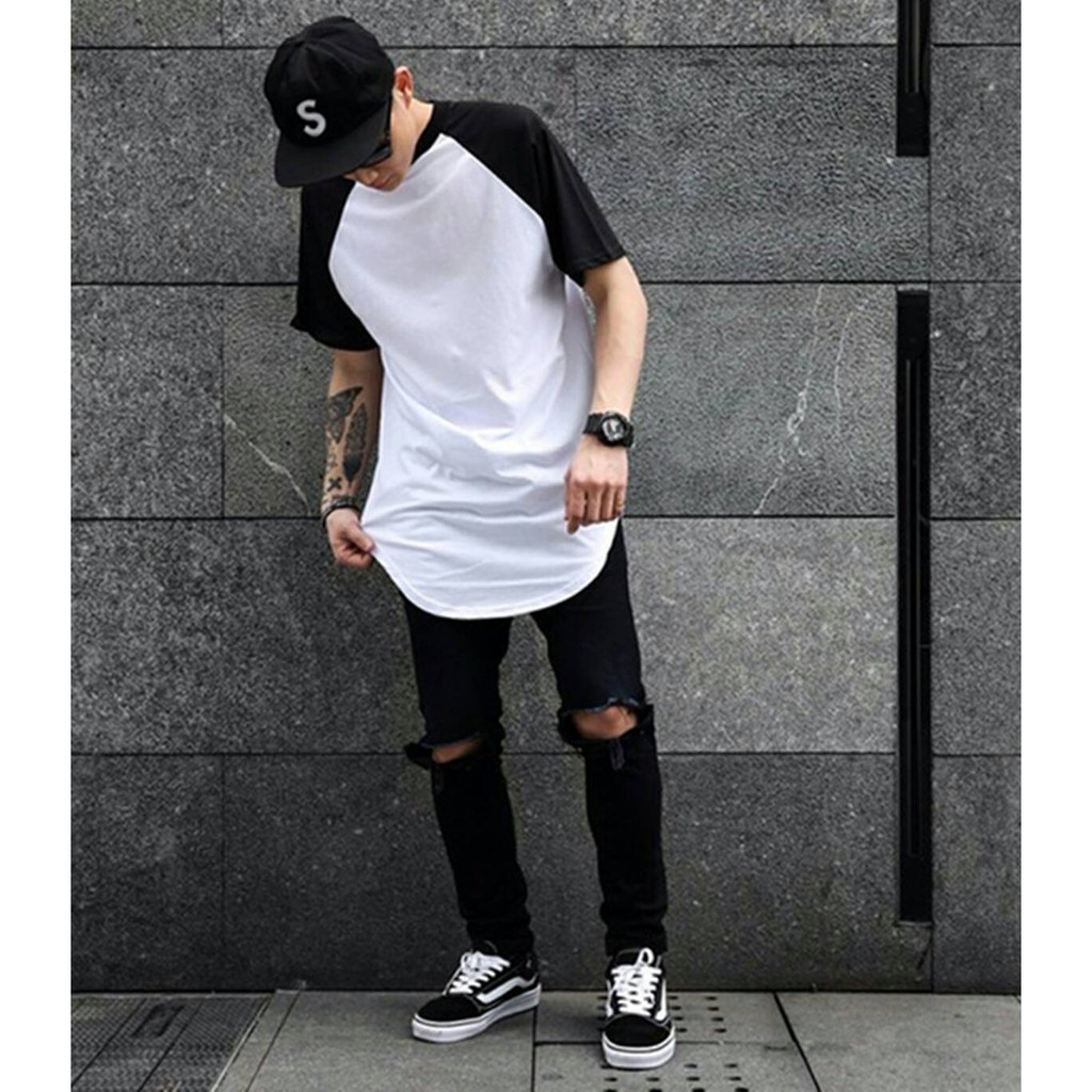Fashion Pria Terlengkap Murah KAOS LONGLINE HITS POLOS REGLAN KEREN MANTAB MURAH