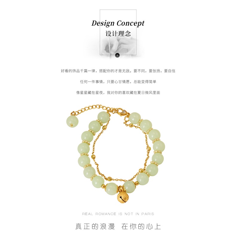 Perhiasan Gelang Giok Hetian 24K Motif Daun Lonceng Dapat Disesuaikan Untuk Wanita