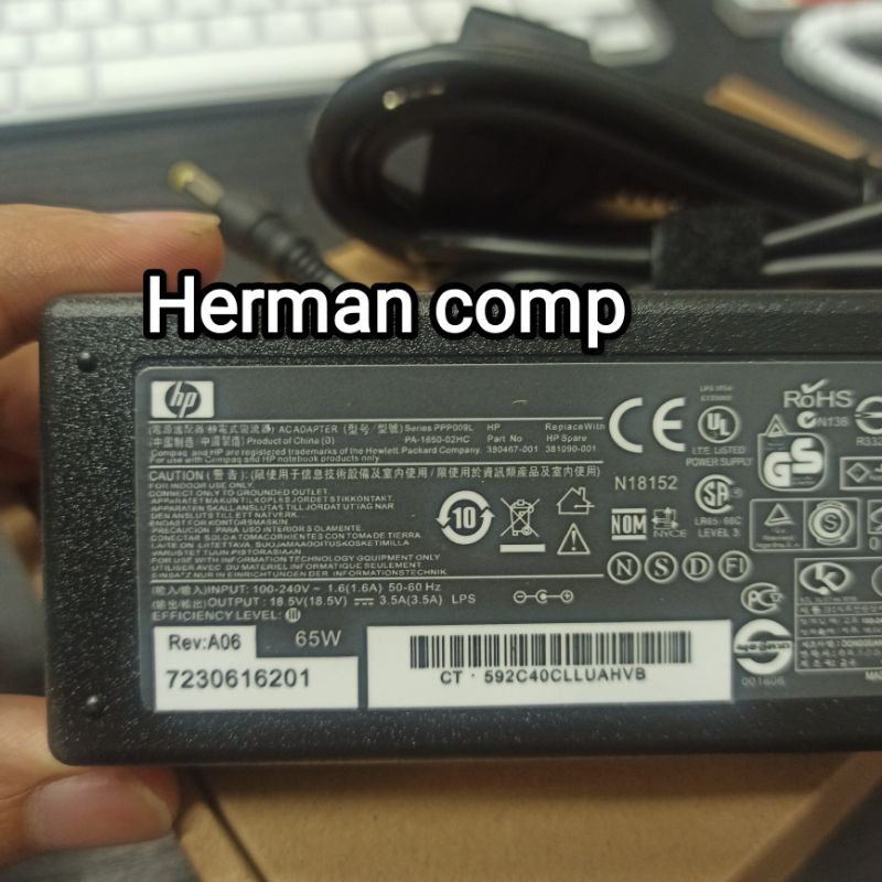 Original Adaptor Charger HP Compaq 510 511 515 516 520 CQ510 V3000 V3500 18.5V 3.5A