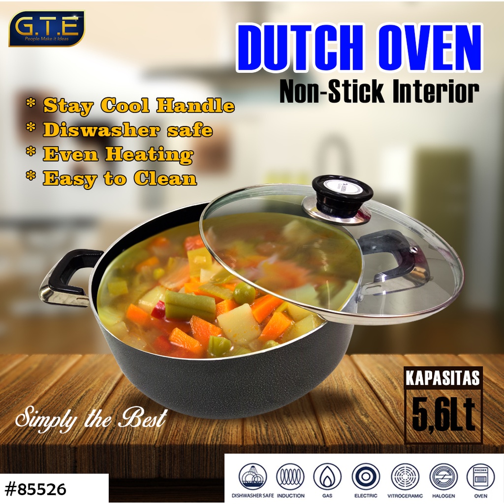 DUTCH OVEN  KAPASITAS 5,6 LITER / PANCI DIAMETER 26CM BAHAN TEFLON / PANCI