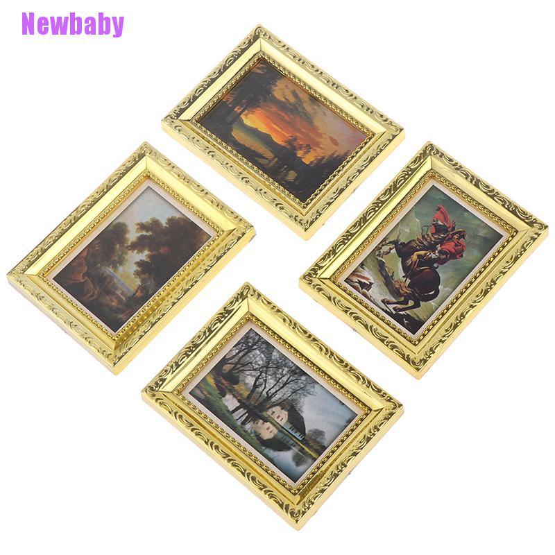 (Newbaby) Miniatur Frame Minyak Antik Skala 1: 12 Untuk Dekorasi Rumah Boneka