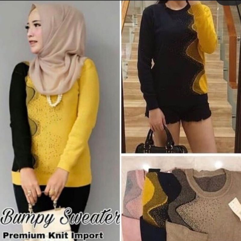 bumpy sweater/atasan wanita/rajut import/rajut terbaru