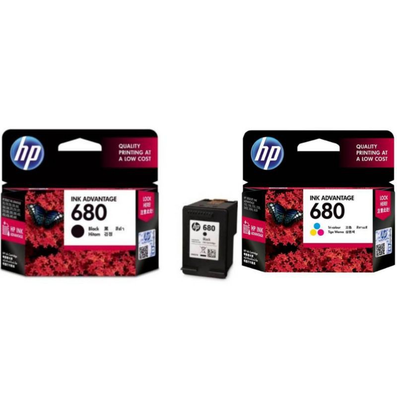 Catridge hp 680 paket black dan color original-cartridge hp 680 black dan colour