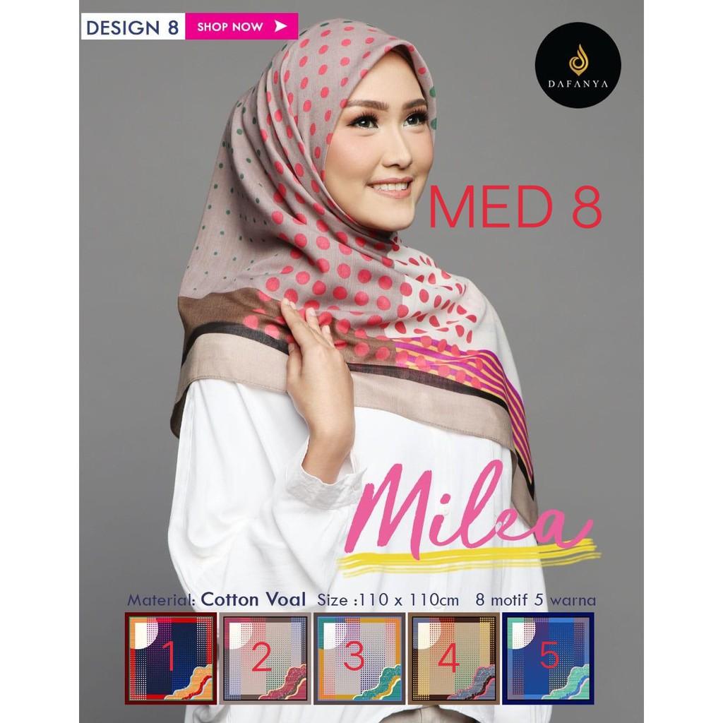 Hijab Segiempat MILEA MED8 by DAFANYA COTTON Scarf Segi empat