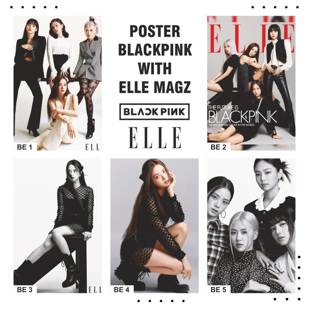 POSTER BLACKPINK with ELLE MAGAZINE LISA JENNIE ROSE JISOO KPOP