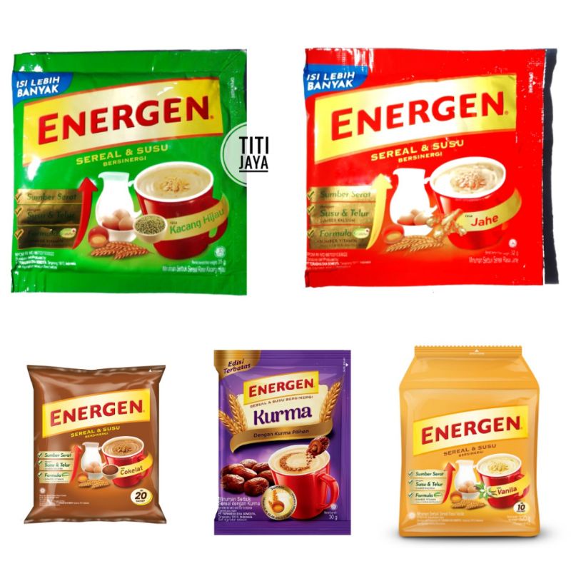 

KEMASAN BARU ENERGEN RENTENG COKLAT JAHE KACANG HIJAU VANILA KURMA JAGUNG KEMASAN BARU GROSIR TERMURAH