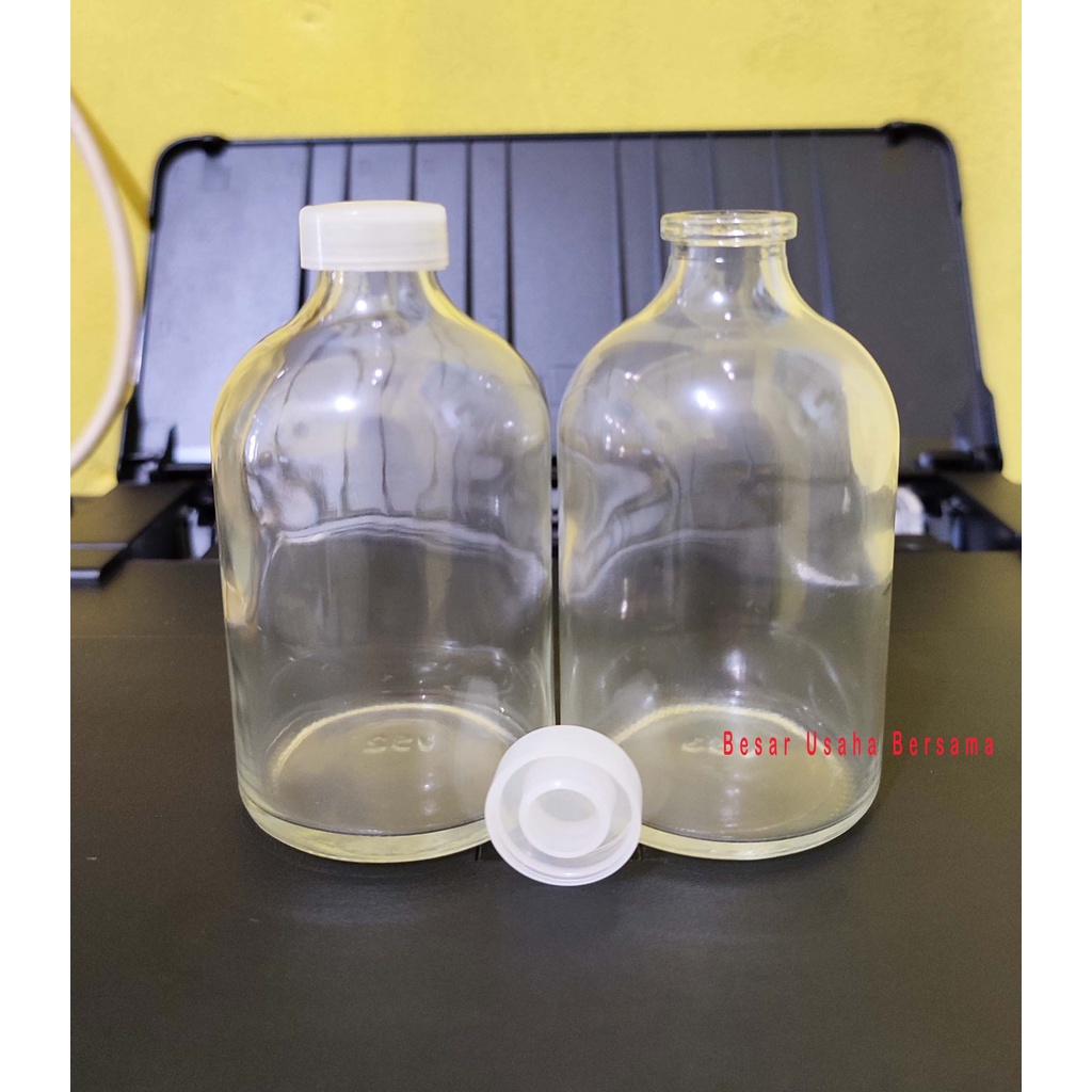 Botol Kaca Vial Bening 100ml 100 ml Clear Tutup Plastik