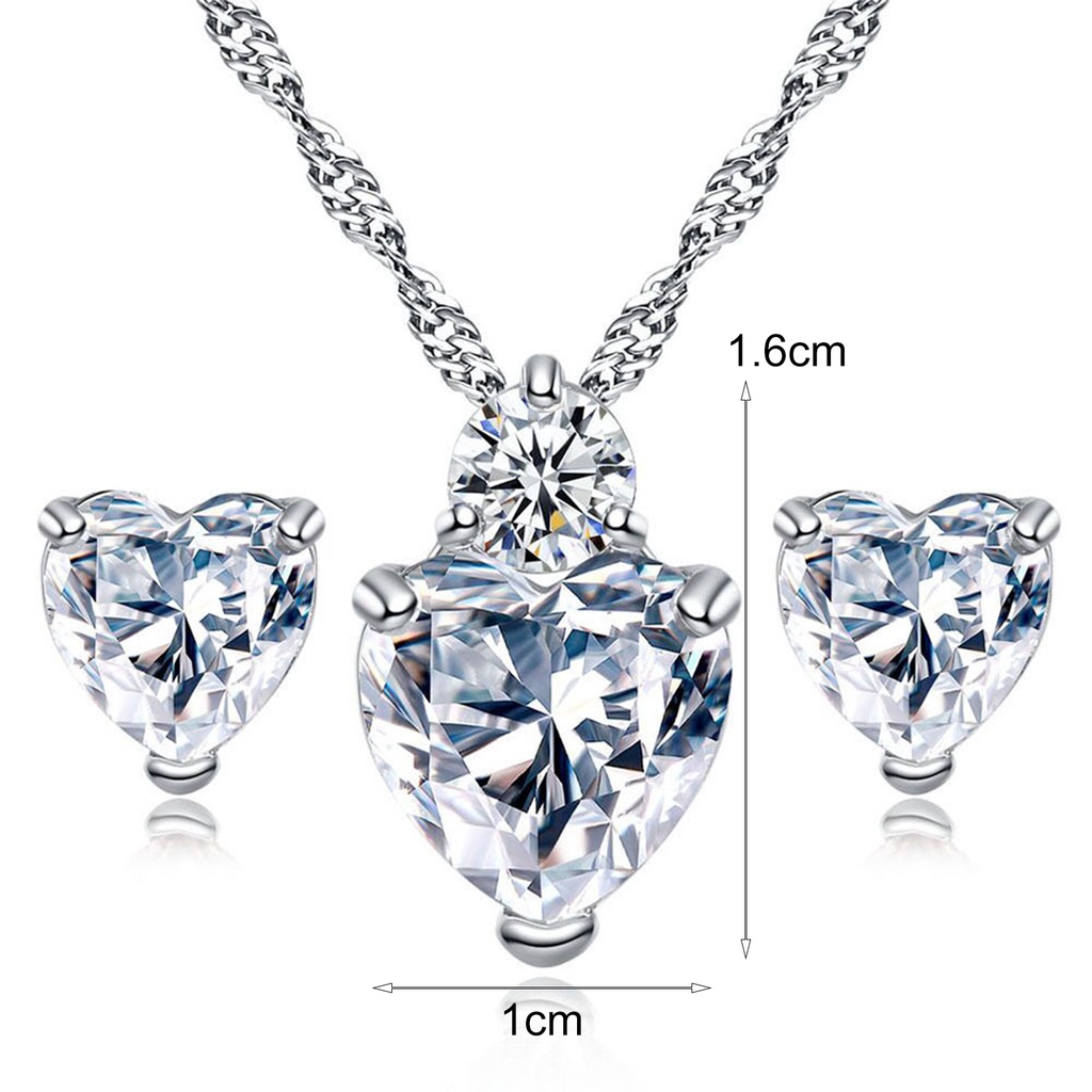 Hu Hu Hu Hu Hu Alat Bantu Pasang Kacamata♡ 1 Set Kalung Anting Liontin Hati Aksen Berlian Imitasi Berkilau Tahan Lama Untuk Pernikahan