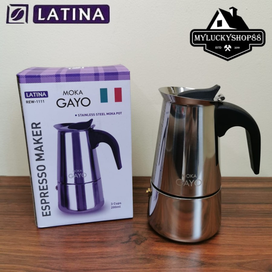 Latina REW-1111 Moka Gayo- Mokapot 200ml - Moka Pot 3 Cup 200 ml