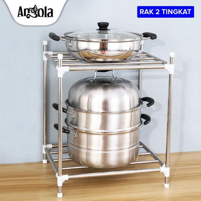 Angola Rak Dapur E15/E26 Rak Kamar Mandi Tempat Panci Rak Peralatan - 2 tingkat