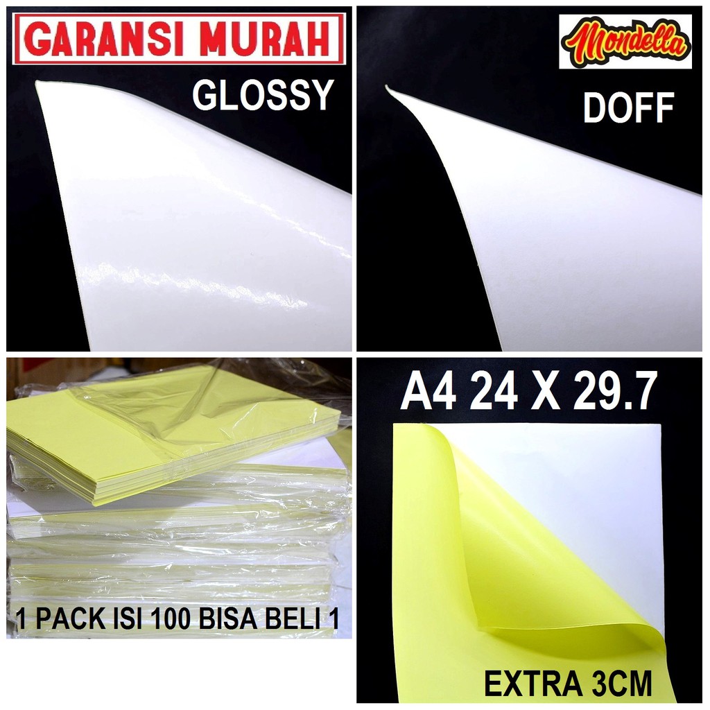 Jual Kertas Stiker A4+ 24 X 29.7 Cm Chromo Sticker Glossy Doff Glosy A4 ...