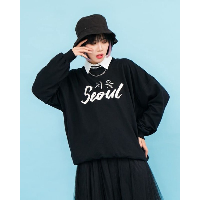 Jaket sweater Crewneck oversize pakaian pria wanita Outerwear Korean Style SEOUL Japan terbaru