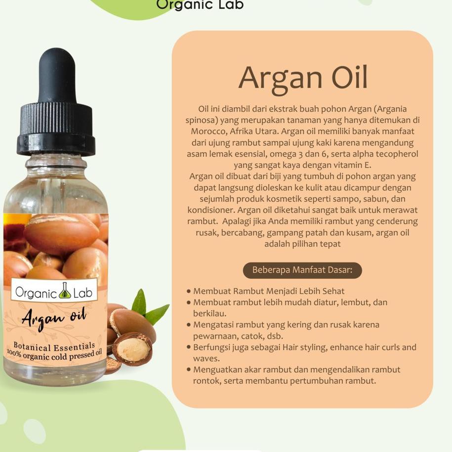 Argan Oil  Pure ORGANIC - anti aging - hair treatment (origin moroco) 30ml organic lab ✅ Model Baru