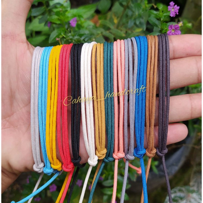 Gelang Prusik 3 Rangkap Polos Hitam, Cokelat, Abu, Kuning Dll