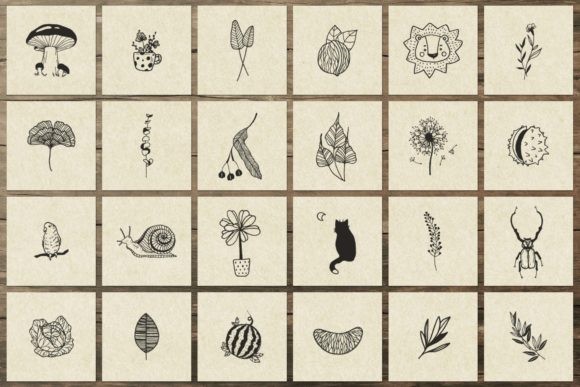 150 Handdrawn Elements Naturei II - Vector Designs