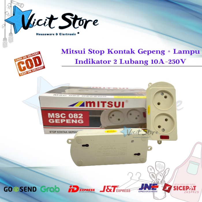 Mitsui Stop Kontak Gepeng + Lampu Indikator 2Lubang