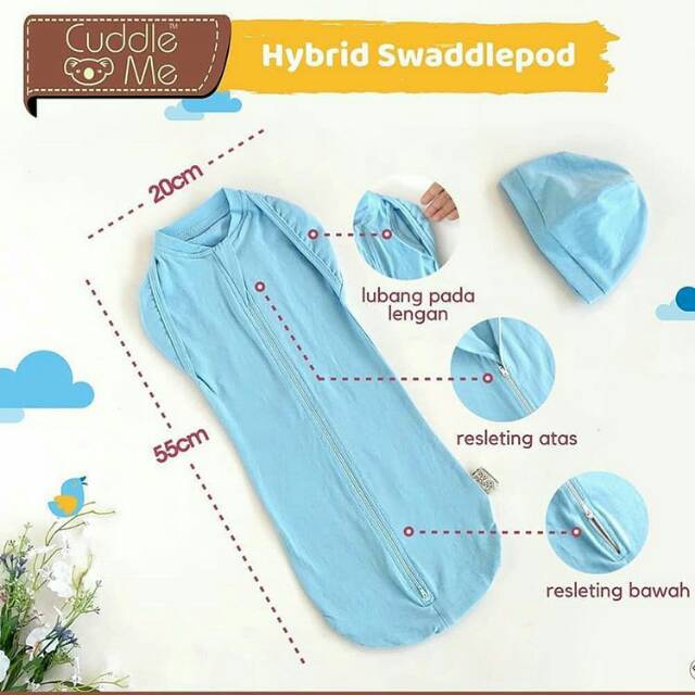 Bedong Instant Instan CuddleMe Cuddle me / Hybrid swaddle pod / bedong bayi newborn instan / bayi baru lahir / bedongan / lampin baby / swaddlepop cuddleme /selimut