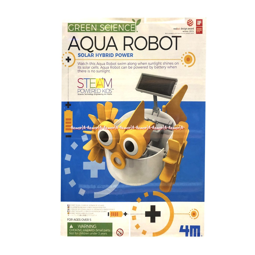 4M Green Science Aqua Robot Solar Hybrid Power Hybrid Mainan Membuat Ikan