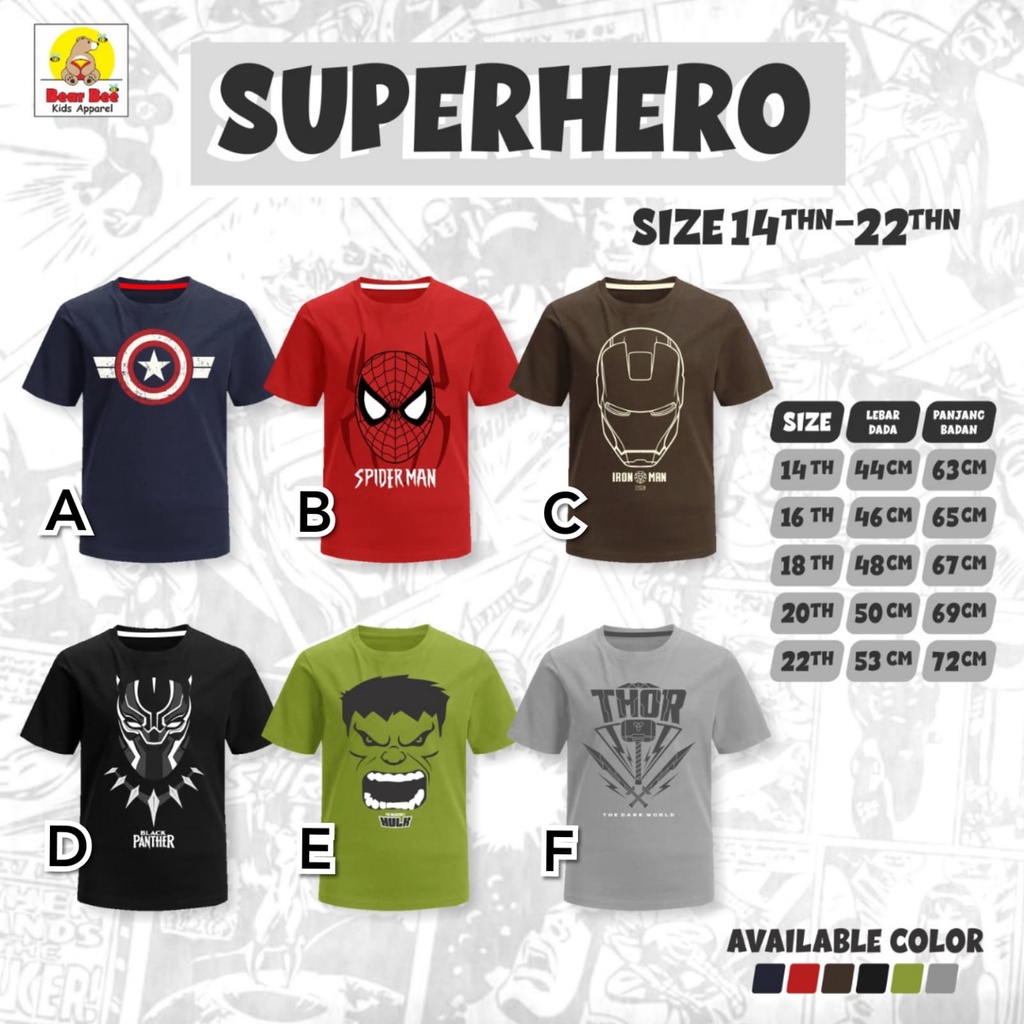 Superhero Kaos Oblong Teen - BEAR BEE