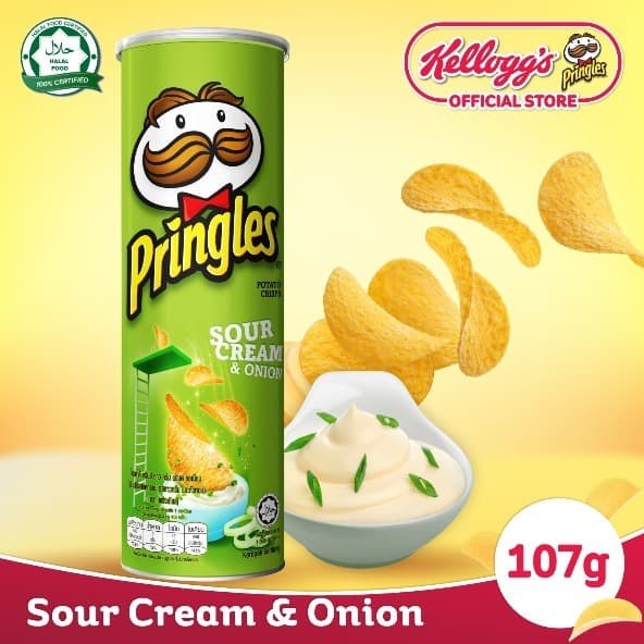 

54eh Bundle 2Pcs Pringles Sour Cream & Onion Keripik 107Gr 60Jh