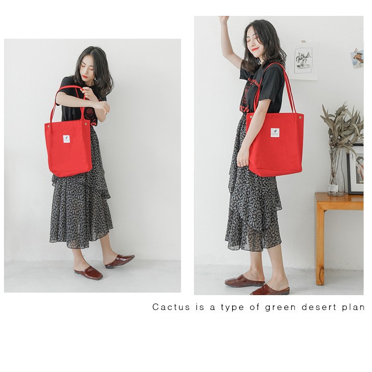 TC-45 tas kanvas canvas merah wanita tote bag import jepang korea high quality