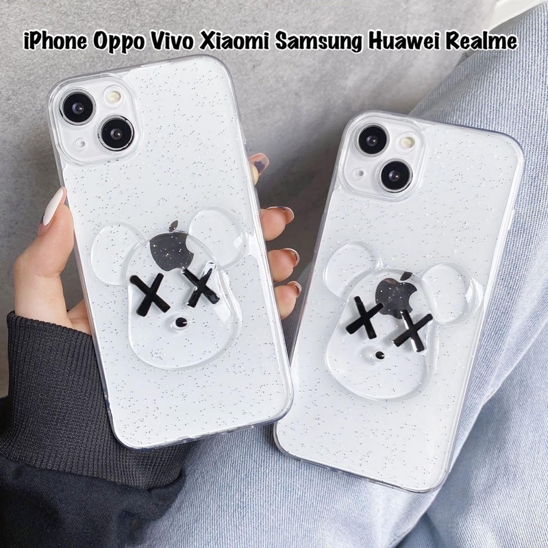 Kaws Glitter Case TPU Samsung A12 A11 A13 A23 A20 A53 A73 A23 A31 A30 A50 A71 A80 A52 A72 A32 4g 5g A50s A52s S22 S21 S20 S10 plus ultra