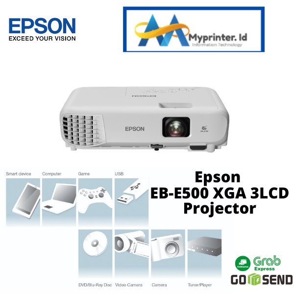 EPSON EB-E500 XGA 3LCD PROJECTOR / PROYEKTOR / EBE500 / EBE-500