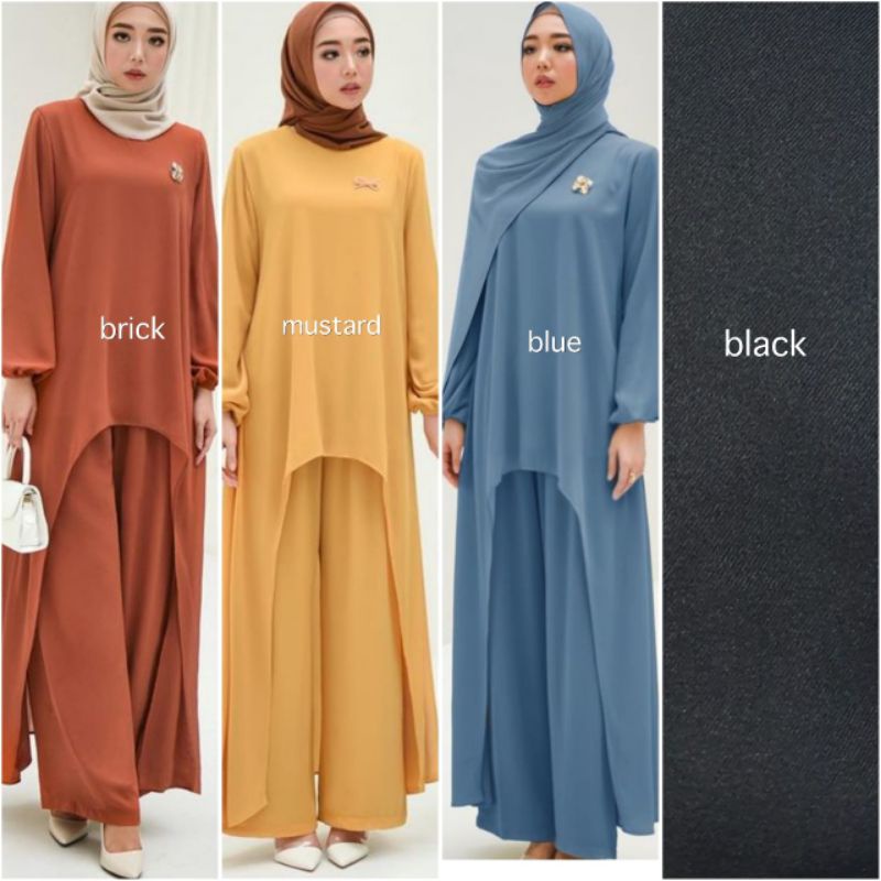 Maudy set celana/setelan celana/Tunik set celana/Tunik panjang