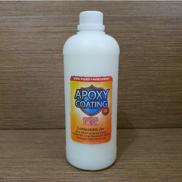 Apoxy Epoxy Apoxi Epoxi Printer DTG 1 Ltr Post Treatment Coating Penguat Pelapis Sablon DTG