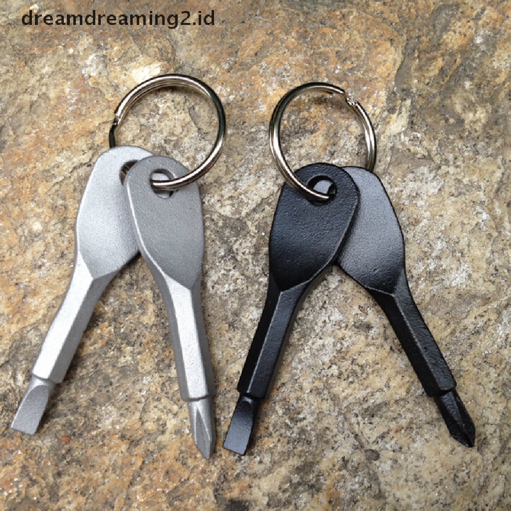 (LIKE) Set 2pcs Gantungan Kunci Obeng Saku Bahan Stainless Steel Untuk Outdoor