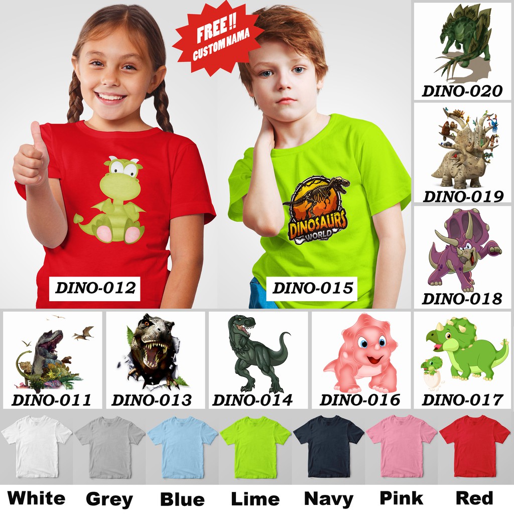 [FREE NAMA !!] Kaos Anak &amp; Family Dinosaur / Dinosaurus 100% COTTON PREMIUM