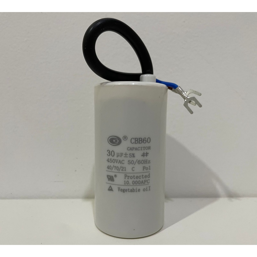 Kapasitor 30 uf 450V Bulat Kabel / Capacitor Pompa Air 30uf Bulat