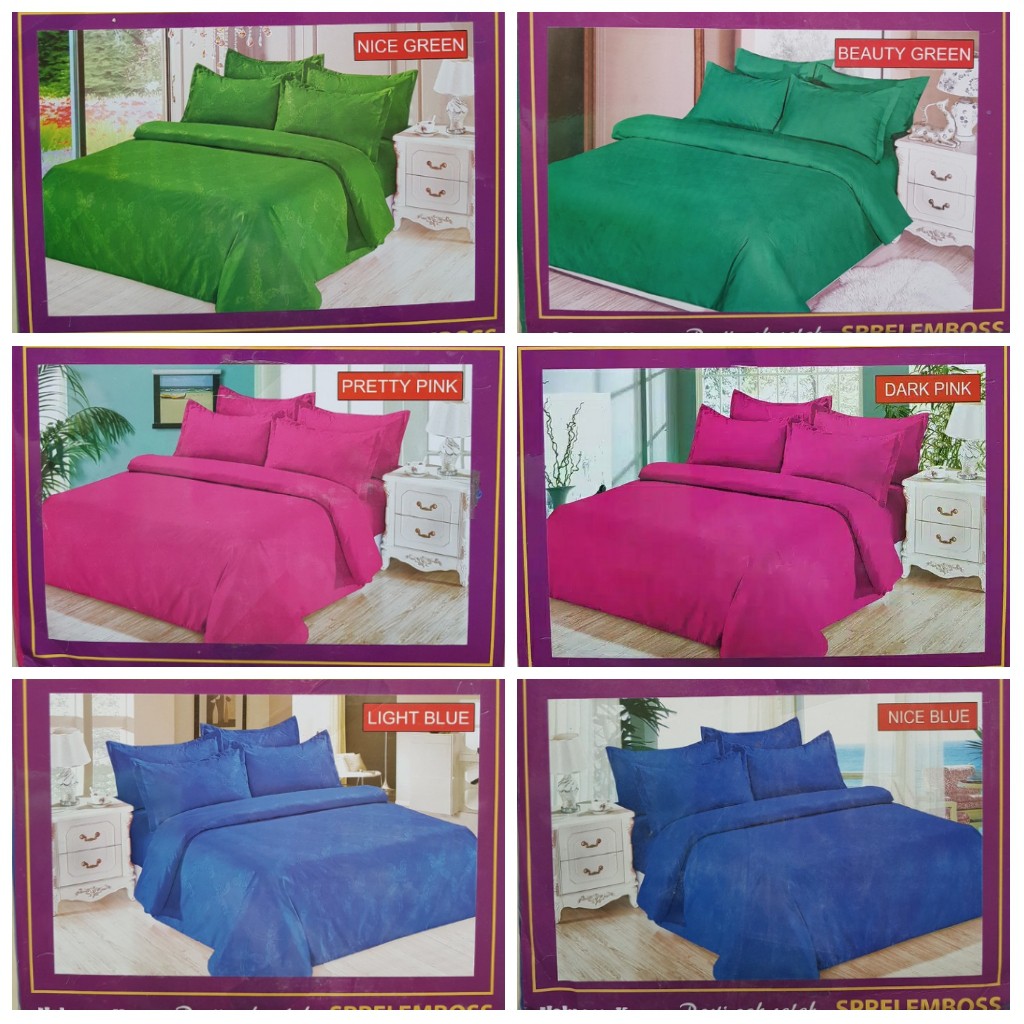 RC Sprei Bonita Polos Embos Ukuran King 180x200 Warna Lengkap