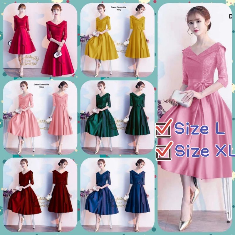 DRESS CANTIK ACARA PESTA / DRESS KENCAN / DRESS NIKAHAN / esmeralda - FC/ DRESS NATALAN/ BAJU JALAN JALAN