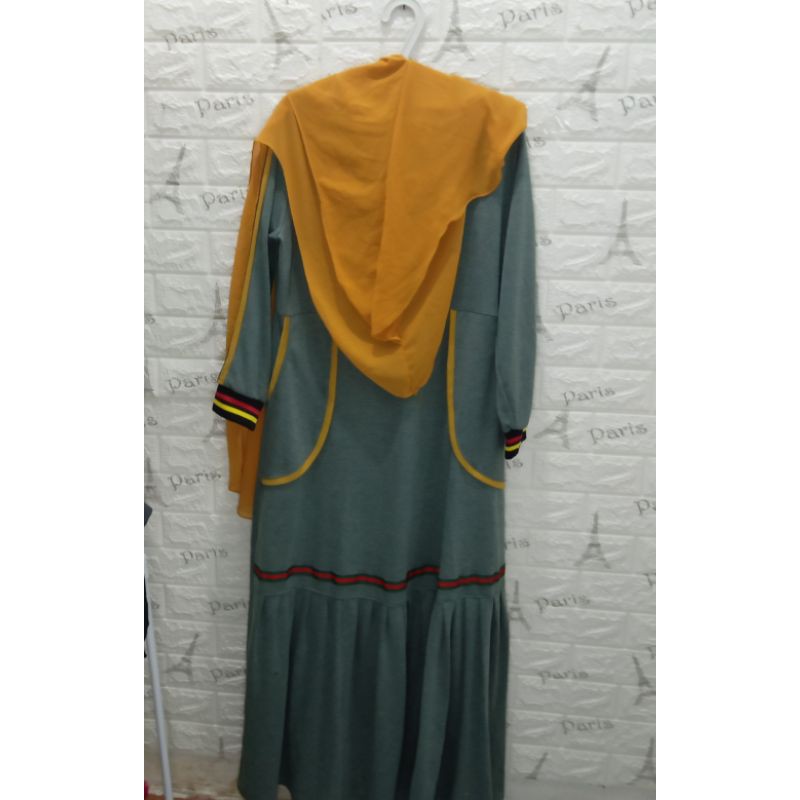 Gamis syari jumbo kaos denim