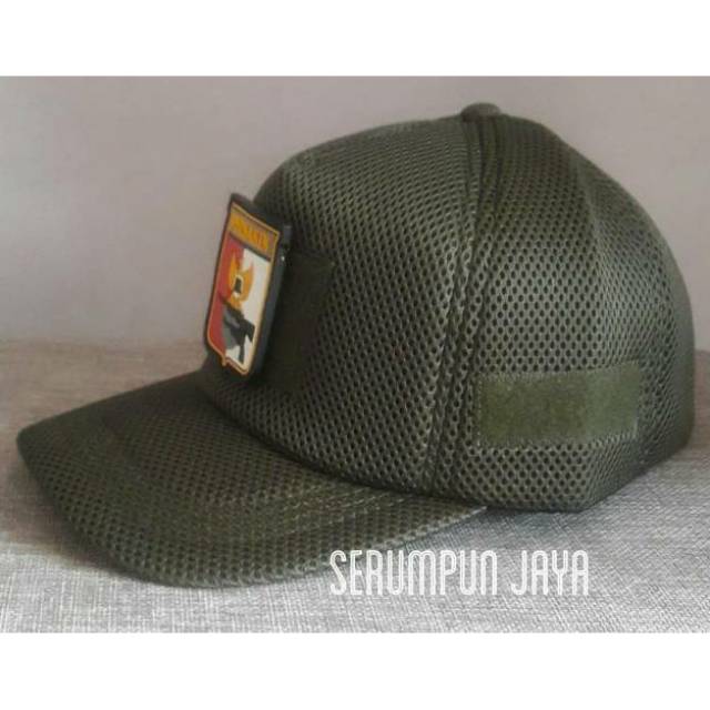 TOPI PERBAKIN -TOPI PERBAKIN MILITARY - TOPI PERBAKIN VELCRO JARING HIJAU ARMY