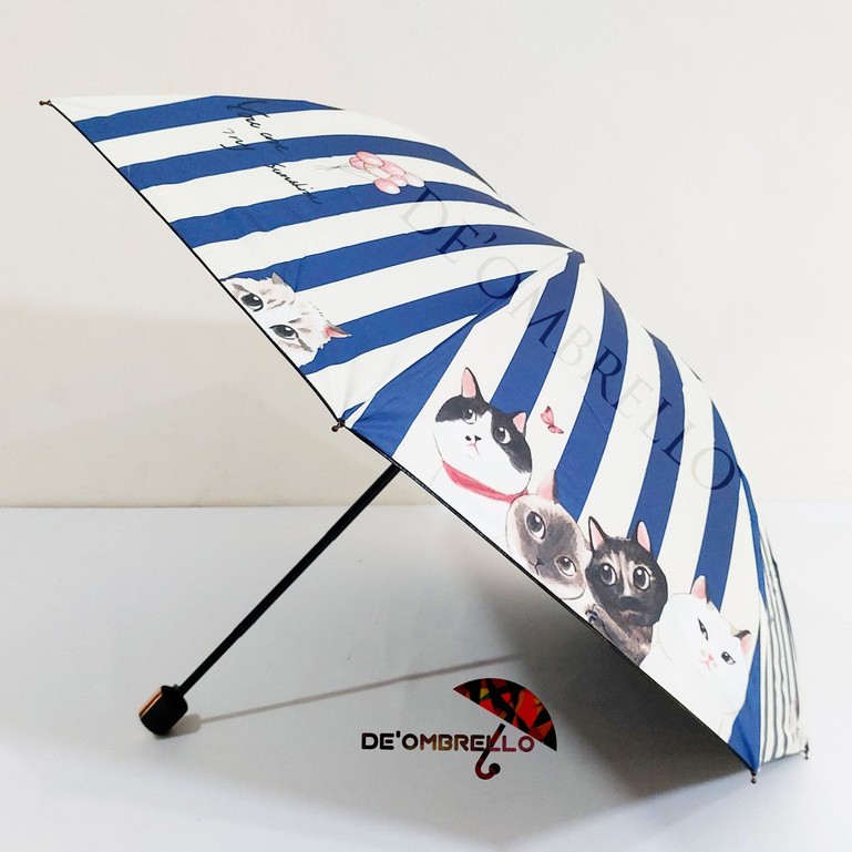 （392）Payung Lipat 4 Rk.Balik Fancy Motif Cat You Are My Sunshine Anti UV