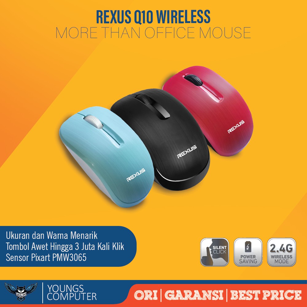 REXUS Q10 MOUSE WIRELESS OFFICE SILENT CLICK USB NANO PIXART PMW3065