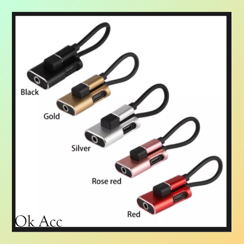 Jual Kabel Data ke Type C to Jack Audio Mic model key chain magnet