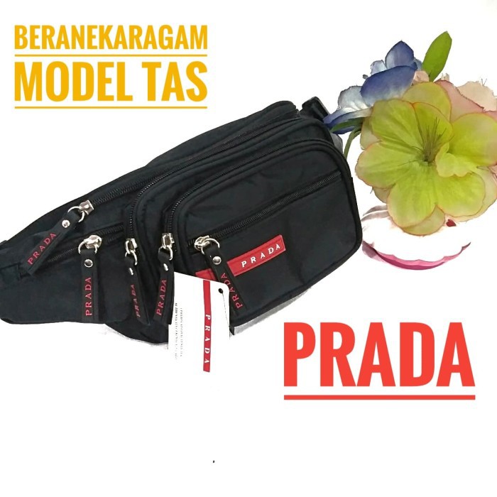 tas pinggang prada waistbag pria tas slempang pria import - Hitam Limited